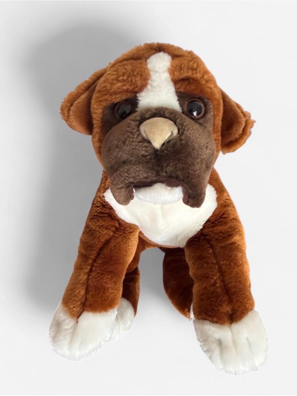 Brown & White Boxer Plush Dog Toy - Soft Cuddly Stuffed Animal